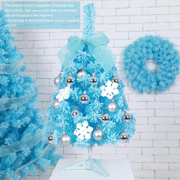 Decoraciones navideñas Árbol de abeto artificial Ensamble El soporte de metal de nieve con bisagras Hermosas guirnaldas y brillo 3 colores Blanco Sólido 60 cm