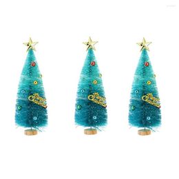 Décorations de Noël Décoration d'arbre artificiel Articles de fête 3pcs Blanc Vert Bleu Mini pour la maison Table Navidad Noël Ornements DIY