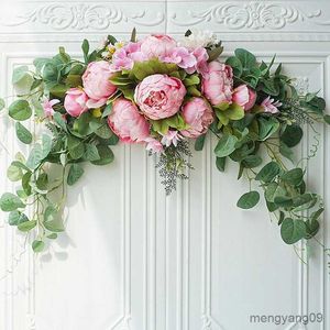 Kerstdecoraties kunstmatige krans drempel bloem pioenroos rose diy bruiloft feest bloem muur arrangement huisplaats kamer en christma krans arch r231107