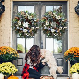 Kerstdecoraties herfstverkoop handgemaakte witte pompoenkrans ranunculus huis bruiloft jaar decoratie nep planten kunstmatige bloemen v220909