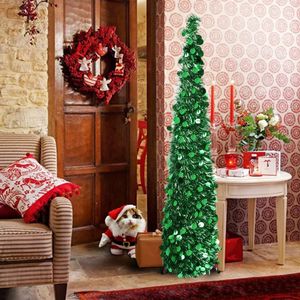 Decoraciones navideñas Aytai Árbol de oropel navideño emergente de 5 pies con soporte Magnífico árbol de Navidad artificial plegable para decoración navideña Plata 230928