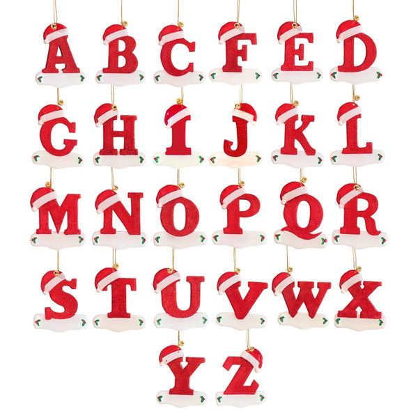 Décorations de Noël AZ Cartoon Hat Lettres Pendentifs acryliques pour arbre de Noël Joyeux Décoration Accueil Navidad Natal Noel 230905