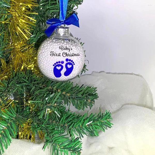 Décorations de Noël Première boule souvenir de bébé Un pendentif d'arbre de dessin animé bleu mignon orne la poussette