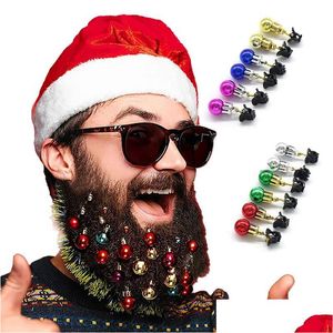 Adornos navideños Adornos para barba de bolas 12 Unids / set Colorf Adornos navideños para el cabello facial para hombres Bigote Decoración Drop Delivery Home Dhy2R