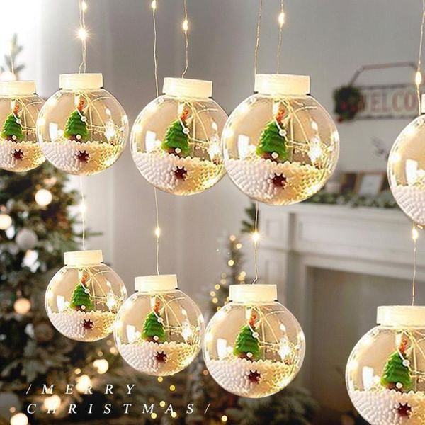 Décorations de Noël Guirlande de rideau de boule sur la chaîne de fenêtre Lumières Décoration de chambre pour accessoires de maison suspendus US EUChristmas Decoratio