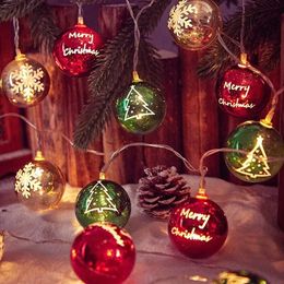Décorations de Noël boule LED lumières étoile ronde arbre chaîne pour joyeux fête à la maison année chinoise fée 231027