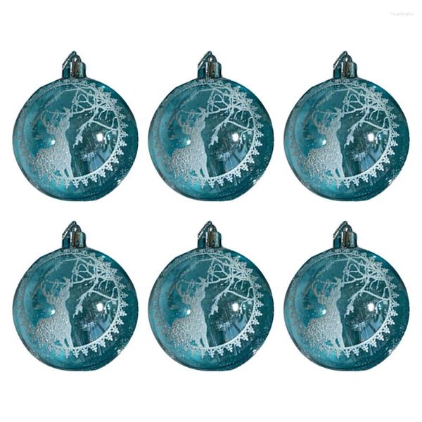 Boules de décorations de noël 6cm, 6 pièces/boîte, conception de peinture transparente, Durable et exquis, parfaites pour la décoration d'arbre