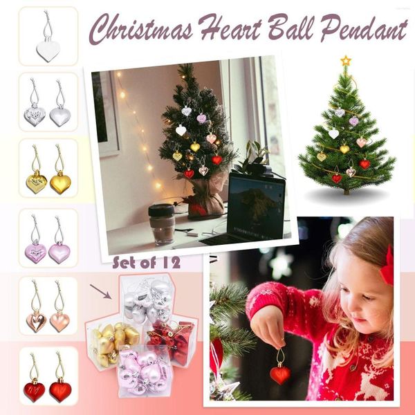 Décorations de noël boule arbre suspendu décor étoile coeur forme coloré pendentif babiole pour année 2023 ornement de noël