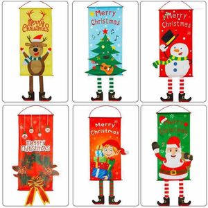 Kerstdecoraties Banners Deur Hangende Snowman Elf Festival Party Decoration Shop Home Window Accessoires