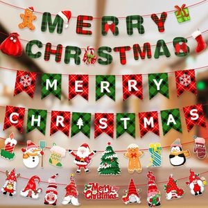 Décorations de Noël bannières drapeaux en papier père Noël bonhommes de neige cerfs arbres bungalows jardins et décorations joyeuses 231013