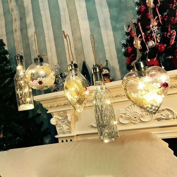 Décorations de Noël Belle boule d'arbre lumineuse en plastique forme d'ampoule lumière fête décor à la maison tenture murale ornement El lampe de nuit cadeau
