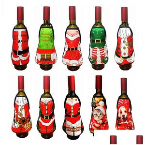 Decoraciones navideñas Botella de cerveza Delantal Mini Navidad Vino tinto Santa Claus Sexy Lady Dog Bar Ktv Manga Drop Delivery Home Garden Festiv Dhym7