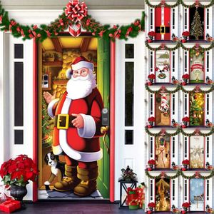 Décorations de Noël Avant Noël Décorations extérieures Couverture de porte de Noël Décoration Tissu Couverture de porte de Noël Porte suspendue Fête de l'année 230920