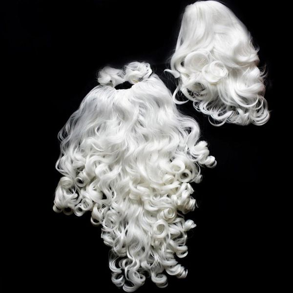 Decoraciones navideñas Behogar 2pc Santa Claus White Curly Beard Wig Set para disfraces Cosplay Party Accessories 221130