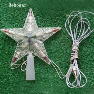 Kerstversiering Behogar Knipperende LED-kleurwissellamp Kerstboomtopper Sterdecoratie Licht EU-stekker voor thuis navidad kerst natale 231102