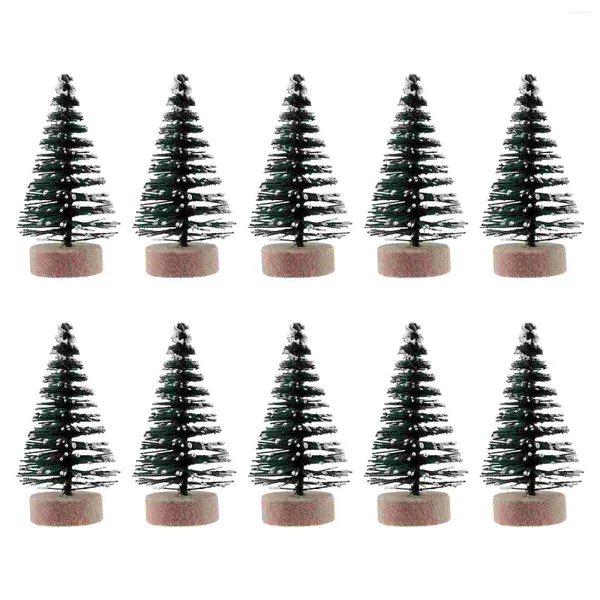 Décorations de Noël Besportble 10pcs 5cm Mini décor d'arbre avec des ornements de bricolage de pin recouvert de neige pour la barre de fête à la maison