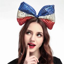 Kerstdecoraties Big Bow Tie omgekeerde glitter pailletten oor haarband hoofdband onafhankelijkheidsdag diy haaraccessoires feestgeschenken voor meisjes1