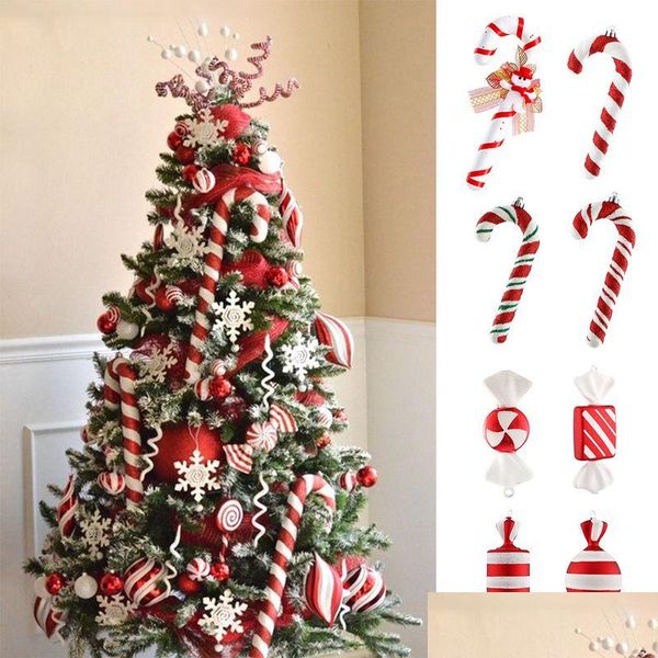 Décorations de Noël Big Candy Cane Canes Arbre pour la fête de la maison Année de Noël Ornements suspendus 220914 Drop Livraison Jardin Festive Supplie Otnxe