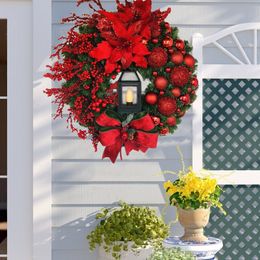 Kerstdecoraties Big Red Flower Bow Ball krans Navidad feest trouwdeur raam muur open haard trap balkon tuin decoratie 230110