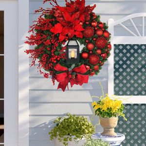 Kerstdecoraties Big Red Flower Bow Ball krans Navidad feest trouwdeur raam muur open haard trap balkon tuin decoratie 22112222