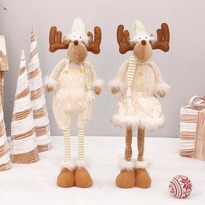 Décorations de Noël Poupées de grande taille rétractable Père Noël Bonhomme de neige Elk Figurines de Noël Décoration Cadeau pour enfant Ornement d'arbre