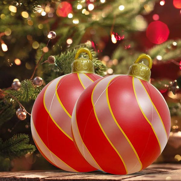 Décorations de Noël Plus grande vente 18Style 60CM géant de Noël PVC gonflable décoré boule faite PVC arbre de Noël décoration extérieure jouet balle cadeau 231212