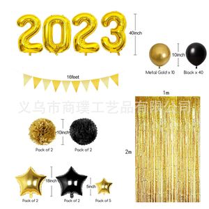 Kerstversiering 2023 Zwart goud ballon ketting boog pak Seizoen van afstuderen baby doop verjaardag feest decoratie ballon 221208