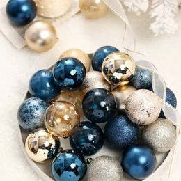 Decoraciones navideñas Bola de plástico de lujo azul 6 CM Adornos navideños Año Venta Chuchería Colgantes Decoraciones para árboles de Navidad Adornos Navidad 231024
