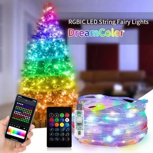 Kerstversiering Bluetooth Kleurrijke Kerstverlichting Boom Festoen RGB LED Lichtslinger Kerst Jaar Bruiloft Vakantie Decor Garland Lamp 231019