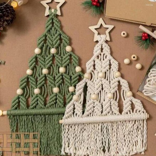 Decoraciones navideñas Decoración boho Arte de la pared Macramé Navidad Vacaciones Colgante Árbol de Navidad Regalo