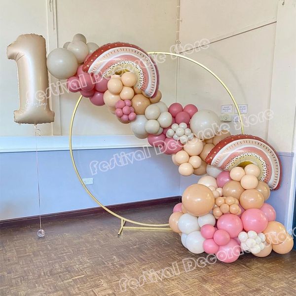 Décorations de Noël Boho Rainbow Balloon 104pcs Dusty Rose Blush Retro Brown Nude Garland Kit Baby Shower Girl Birthday Mariding Party Decor 231213