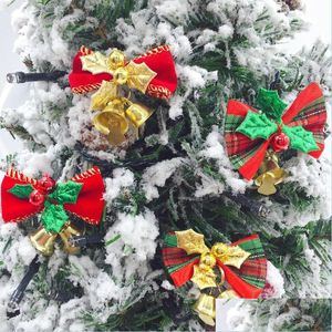 Décorations De Noël Bowknot Bell Arbre Décoration Plaid Ornements De Noël Enfants Cadeaux Décor Ornement Drop Delivery Home Garden Dh4Kt