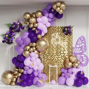 Décorations de Noël ballons papillon guirlandais arc kit maca rose violet filles anniversaire décoration baby shower de mariage fournitures 231213