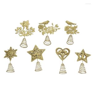 Kerstdecoraties C1FA 7 Styles Tree Top Ornament Metal Bird/Angle/Star For Home Festival Party Decoration Holiday Decor