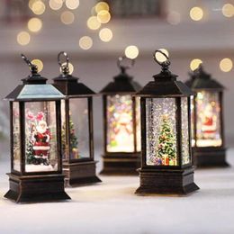 Kerstversiering Kaarsen Licht Led Sneeuwbol Lantaarn Vintage Kasteel Kerstman Sneeuwpop Hanglamp Jaar Feestdecoratie