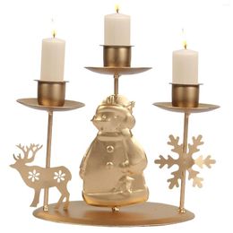 Adornos navideños Candelabro Lindo Muñeco de nieve Papá Noel Elk Portavelas Artesanía Adorno de mesa Fiesta de Navidad Decoración del hogar Accesorios