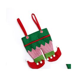 Décorations de Noël Sac de bonbons Elf Elk Treat Pocket Cadeaux de fête à la maison Décor Porte-cadeaux de Noël Accessoires de festival Wy1415 Drop Deliv Dhadb