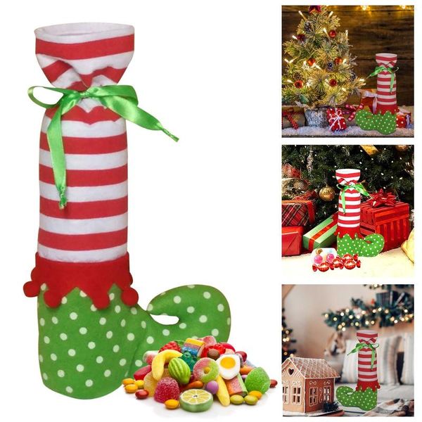 Adornos navideños, bolsa de dulces para decraciones, botas de elfo de Papá Noel, medias, decoración colgante, bolsas de almacenamiento de regalo, decoración de fiesta
