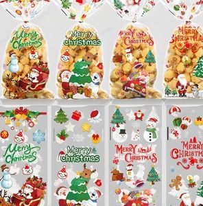 Decoraciones navideñas, bolsa de dulces, bolsas de regalo para galletas, galletas, aperitivos, embalaje transparente de plástico, suministros de decoración para fiesta
