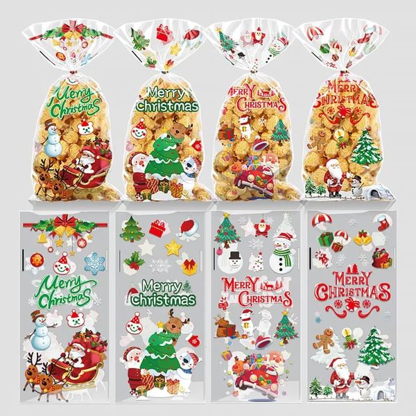 Décorations de Noël Sac de bonbons Père Noël Flocon de neige Biscuits Snack Emballage cadeau Fournitures de fête 231122