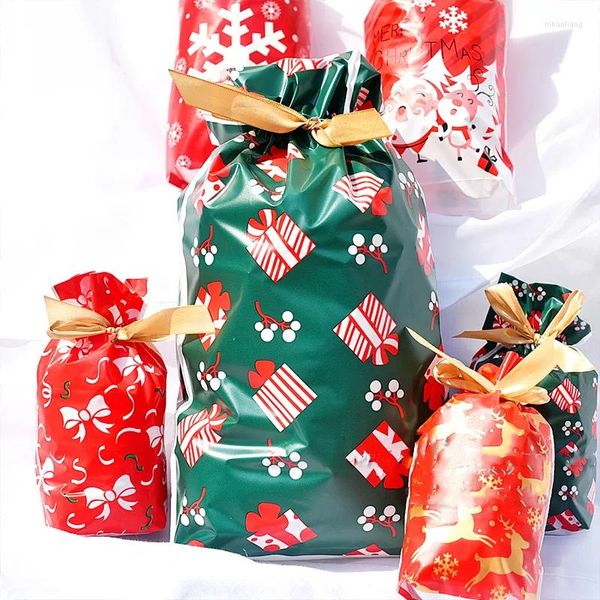 Décorations de Noël sac de bonbons santa cadeau snowflake cordon pour la maison année 2023 noel présente