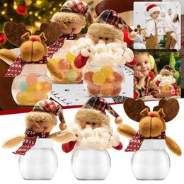 Décorations de Noël Candy Jar Children Gift Santa Snowman Ornement Boîte de rangement Clear Plastique Nouveauté Poc des biscuits