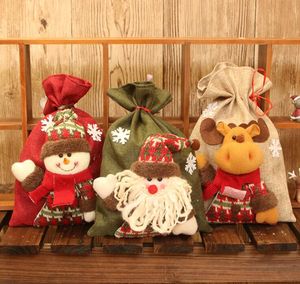 Décorations de Noël sacs de bonbons nouveau sac cadeau en lin Noël enfants vacances sac de bonbons sac de chocolat