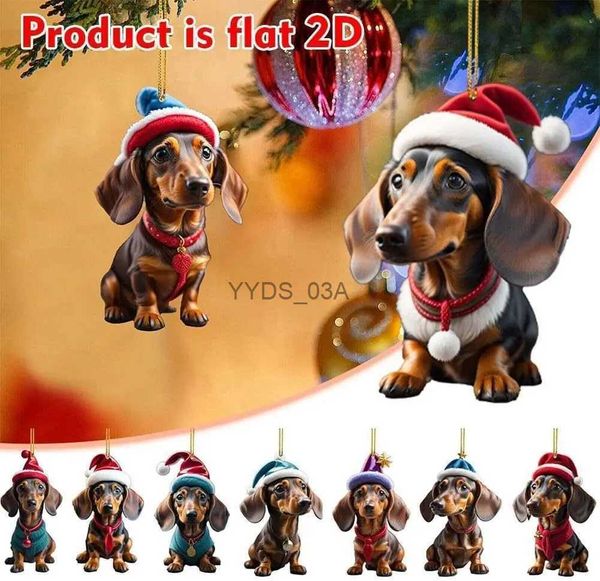 Decoraciones navideñas Dibujos animados Perro lindo Árbol de Navidad Adorno colgante Decoración Regalo Árbol colgante de Navidad Colgante personalizado Suministros para fiestas 2024 YQ231113