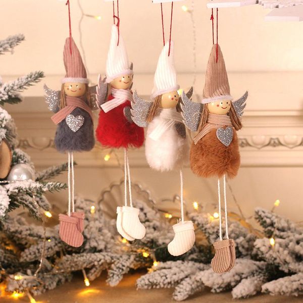 Adornos navideños dibujos animados mullidos ángeles de amor muñeco suspendido juguete El hogar Navidad año decoración árbol colgantes gota ornamento Navidad