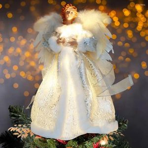 Décorations de Noël, éclairage de dessin animé, pendentif ange blanc, décoration de sommet d'arbre, Statue de poupée, fournitures de Festival