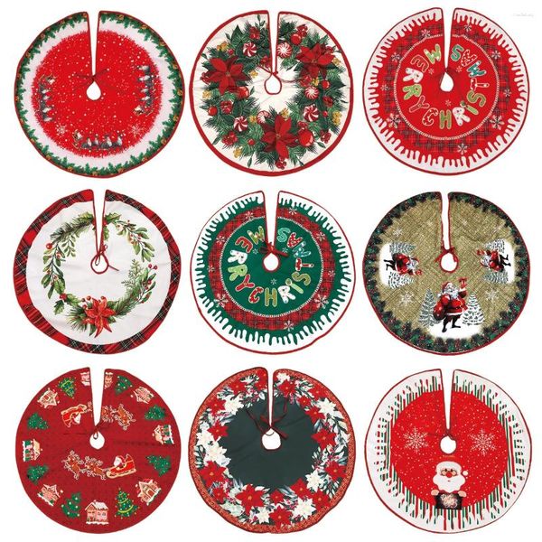 Jupe d'arbre à motif de dessin animé, décorations de noël, couronne circulaire d'élan, ornements de noël, jupes de bonne année, 90cm