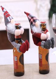 Decoraciones de Navidad dibujos animados santa santa sueca bolsas de botella de vino de muñecas de portada de portada de la fiesta de champán decoración de la mesa del hogar 8300786