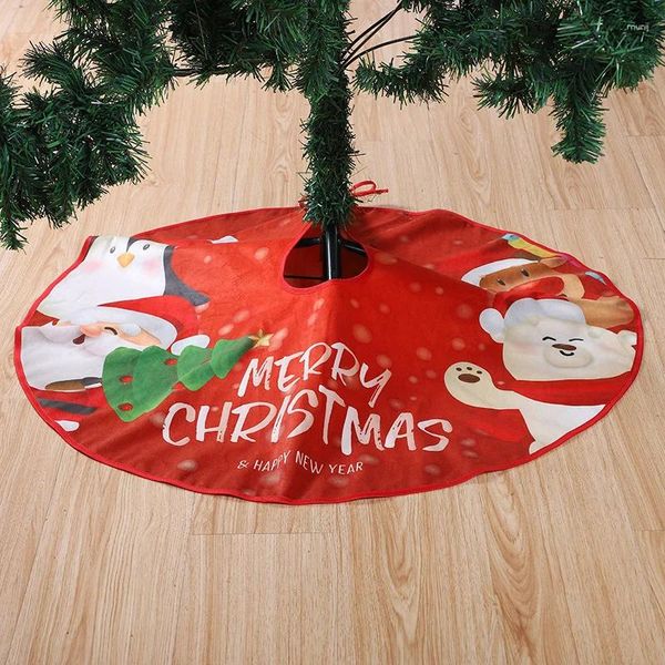 Décorations de Noël Jupe d'arbre de dessin animé 90CM Bonhomme de neige Père Noël Elk Décoration de base de Noël