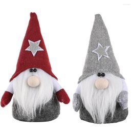 Kerstdecoraties feestbenodigdheden gebreide hoed vijfpuntige ster Santa Claus Doll Creative Faceless Ornamenten